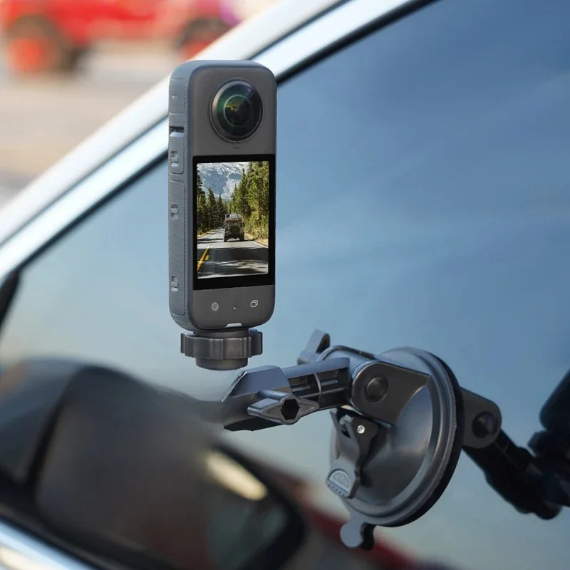 Uchwyt samochodowy na kamerę z przyssawką, obracany o 360 stopni, z gwintem 1/4 cala, kompatybilny z Go Pro DJI Action 6 4 5 Pro NANO Insta 360 X6 X5 X4, uchwyt na telefon. — zdjęcie produktu 7