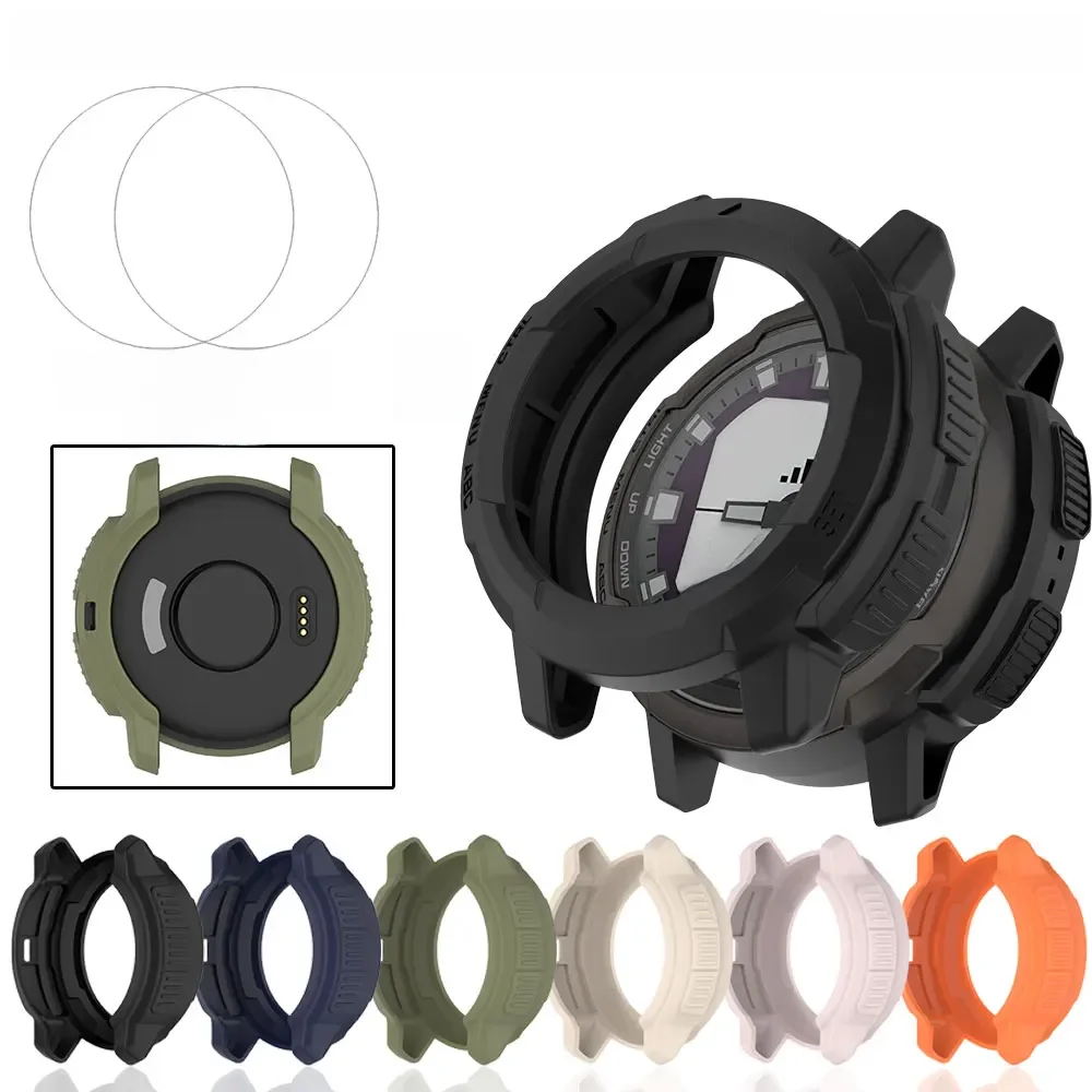 Etui 2 w 1 + folia ze szkła hartowanego do Garmin Instinct Crossover TPU PC osłona ekranu i zderzak ochronny etui — zdjęcie 2