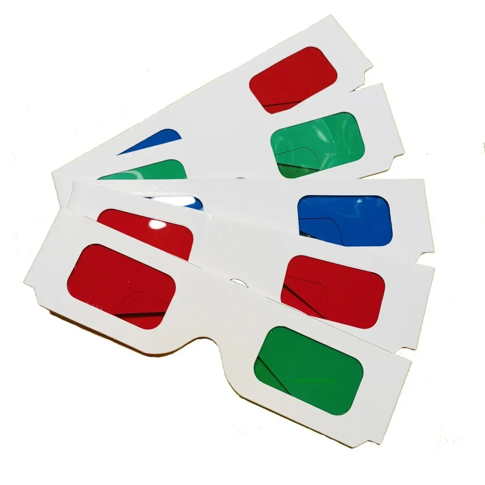 50 sztuk/partia wielokrotnego użytku biały papier okulary 3d papierowa ramka czerwony/czerwony czerwony/niebieski obiektyw 3d dekoder okulary do promocji — zdjęcie produktu 7