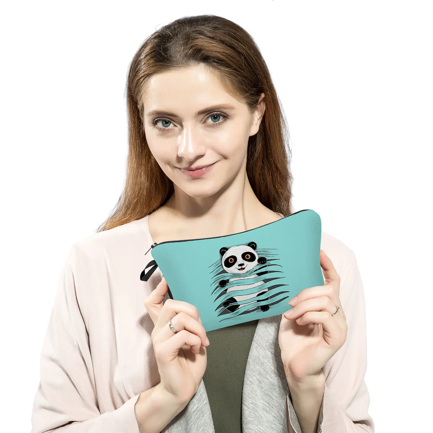 Cute Panda Chinese Style Printed Cosmetic Bag Outdoor Travel Portable Makeup Organizer Woman Toilet Bag Student Pencil Cases