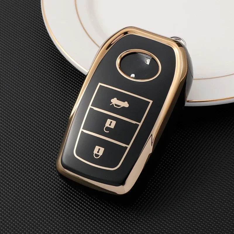 TPU złota osłona etui na klucze dla Toyota Chr Rav4 Auris Avensis Prius Aygo Camry Corolla Land Cruiser 200 Prado Crown Fob — zdjęcie 2