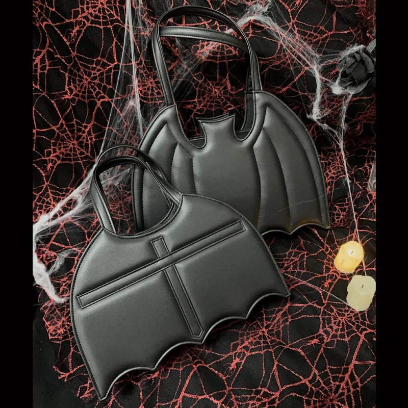 Borse e borsette gotiche a forma di pipistrello per le donne festa di Halloween borsa a tracolla nera per ragazze Lolita scura borsa di design