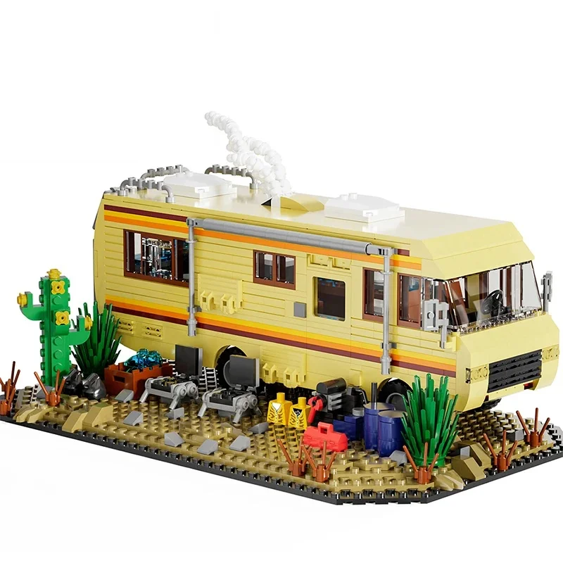 Techniczne klocki konstrukcyjne modelu kampera z serialu Breaking Bad, autobus, samochód, pojazd do składania, zabawki dla fanów. — 2