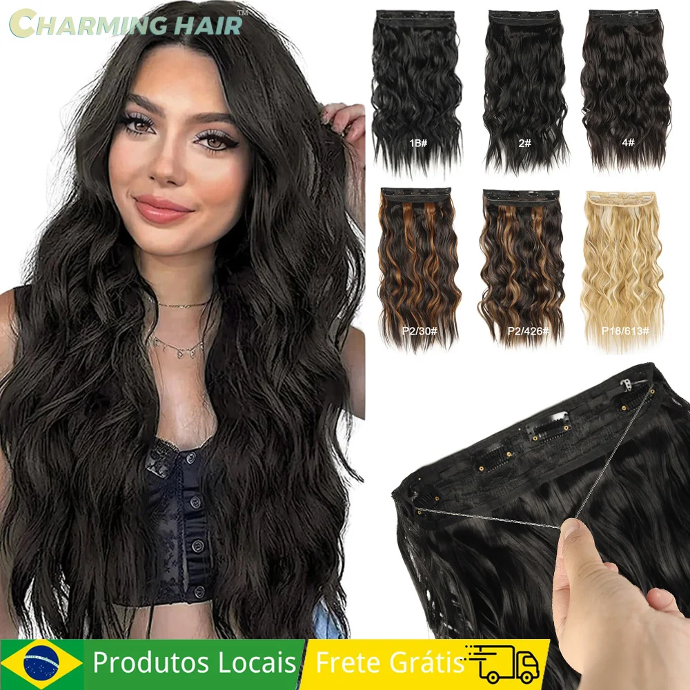 Aplique Tic Tac Cabelo Liso Ondulado Invisível de Fibra Bio de Alta Qualidade Extensões com Fio de Silicone Invisível 60cm 160g