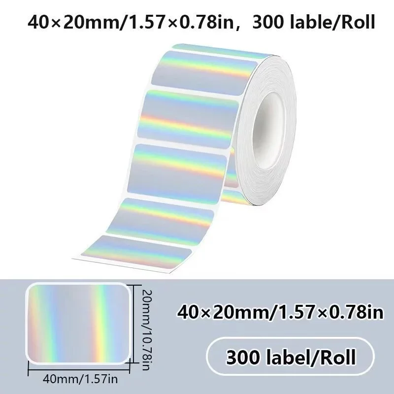 40x20MM Kompatibel mit Phomemo M110 M220 M200 Selbstklebendes Farblaser-Thermopapier, E210 P50 Detong P1 HPRT T20 MAKER