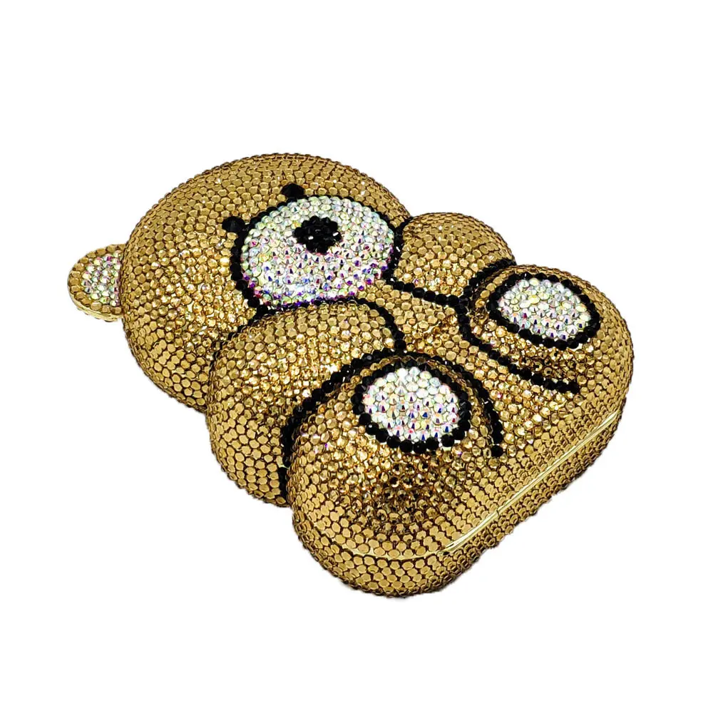 Cute Bear Rhinestone Evening Bag Women Luxury Crystal Clutch Diamond Party Bag Girl Prom Handbag Purse view 5