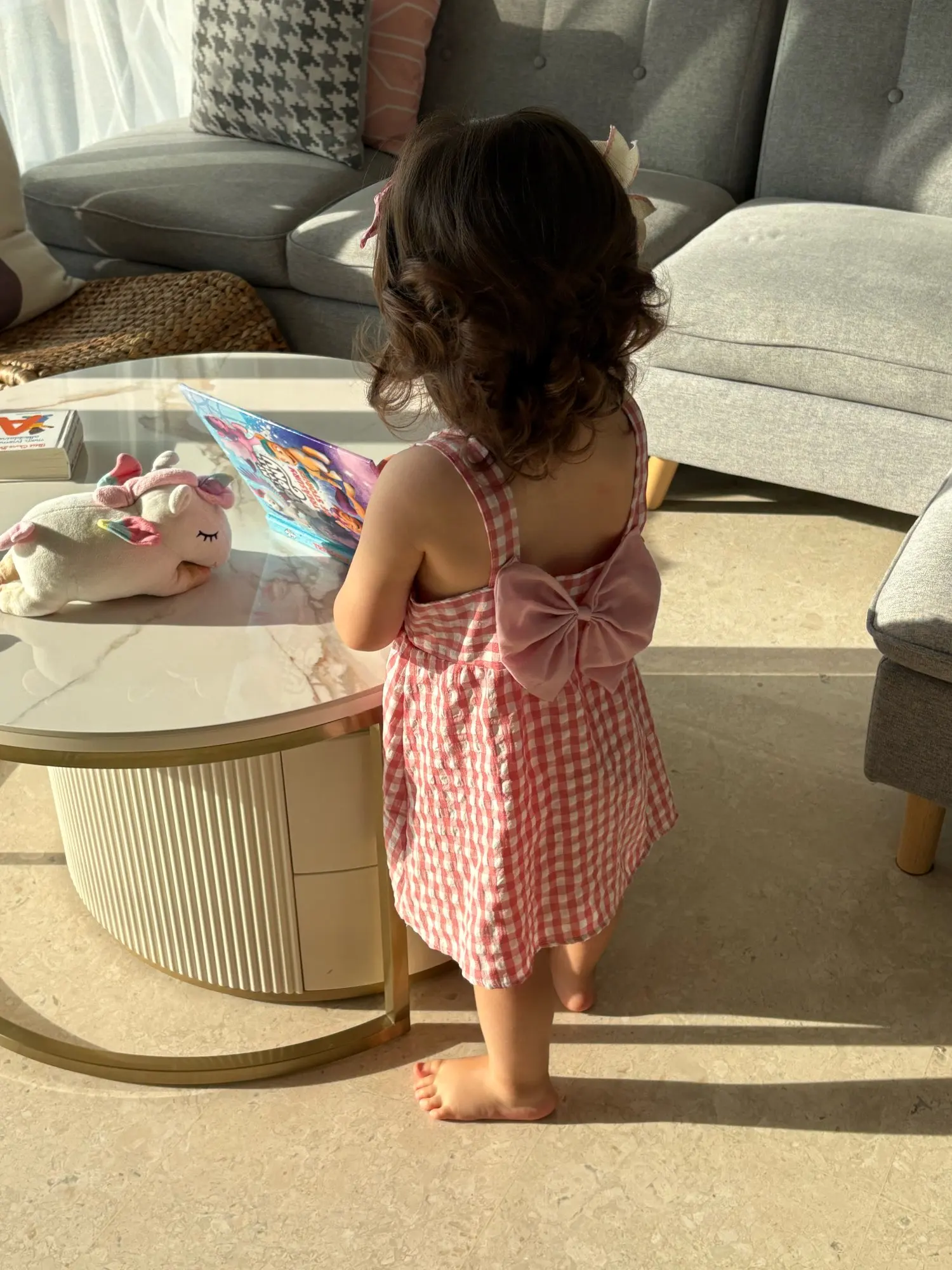 2Pcs/Set Baby Girl Plaid Sweet Bow Summer Birthday Party Dress Toddler Kids Outfits 0 To 3 Years Children Clothes Suit + Hat photo review