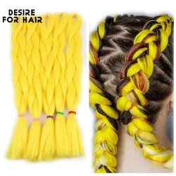 Desire for Hair 24inch Synthetic Braiding Hair Yellow Color Jumbo Braids For Box Braids Dreadlocks Making Heat Resistant Fiber