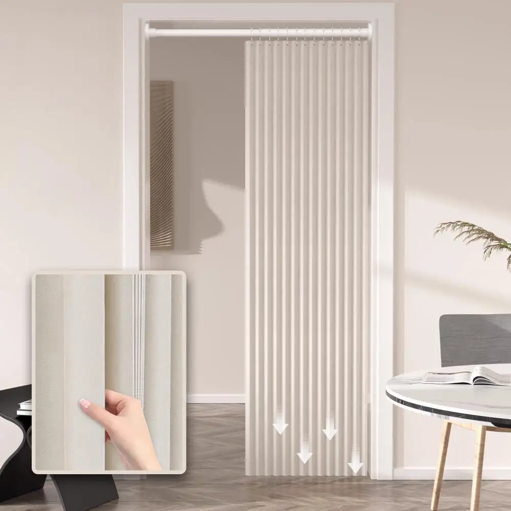 Foldable Door Curtain Blackout Privacy Protection No Shadow See Through with Hooks for Bedroom Bathroom Ground Floor Window Prev