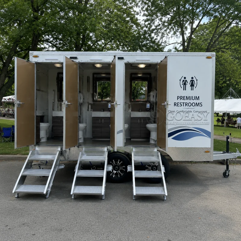 Luxury Outdoor Restroom Trailer Portable ADA Accessible Heavy Duty Steel Frame Restroom Trailer Mobile Bathroom
