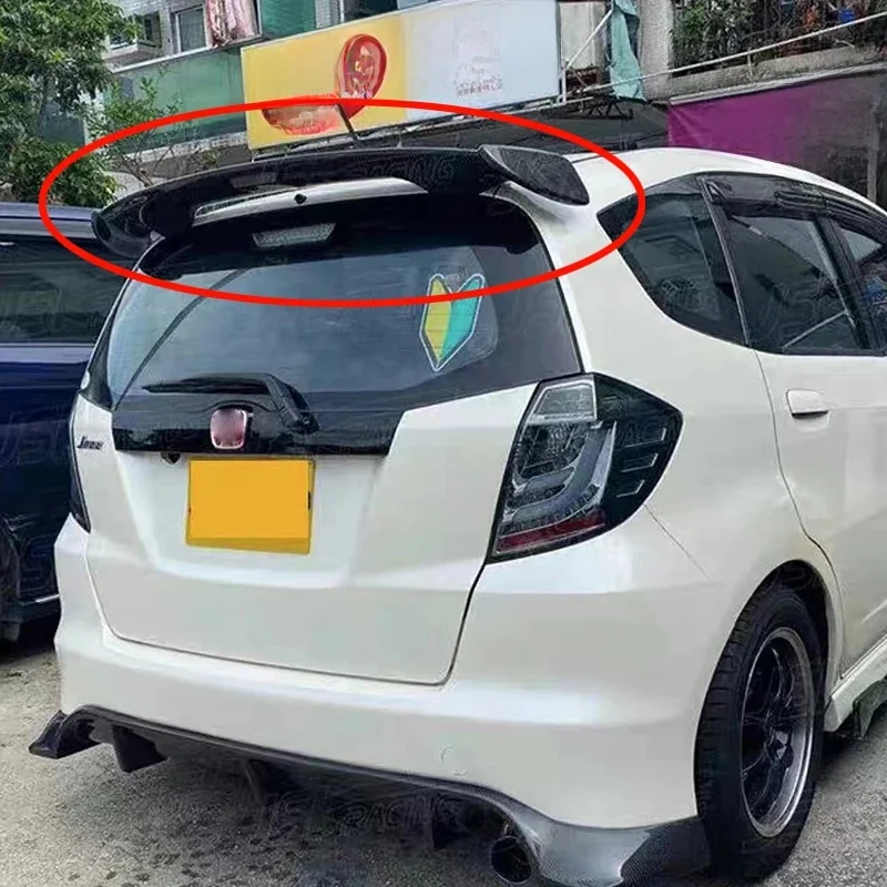 Dla Honda's Fit Jazz tylny spojler dachowy skrzydło ABS carbon czarny zestaw modyfikacji sportu 2008 2009 2010 2011 2012 2013 — zdjęcie 2