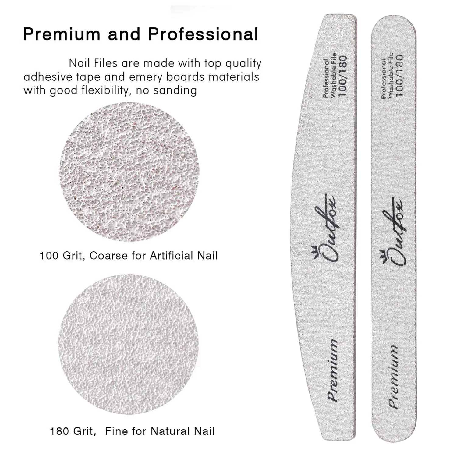 Straight Professional 100 180 Washable Nail File Buffer Half Moon Sandpaper Sanding Polishing File Disposable Manicure Art Tools