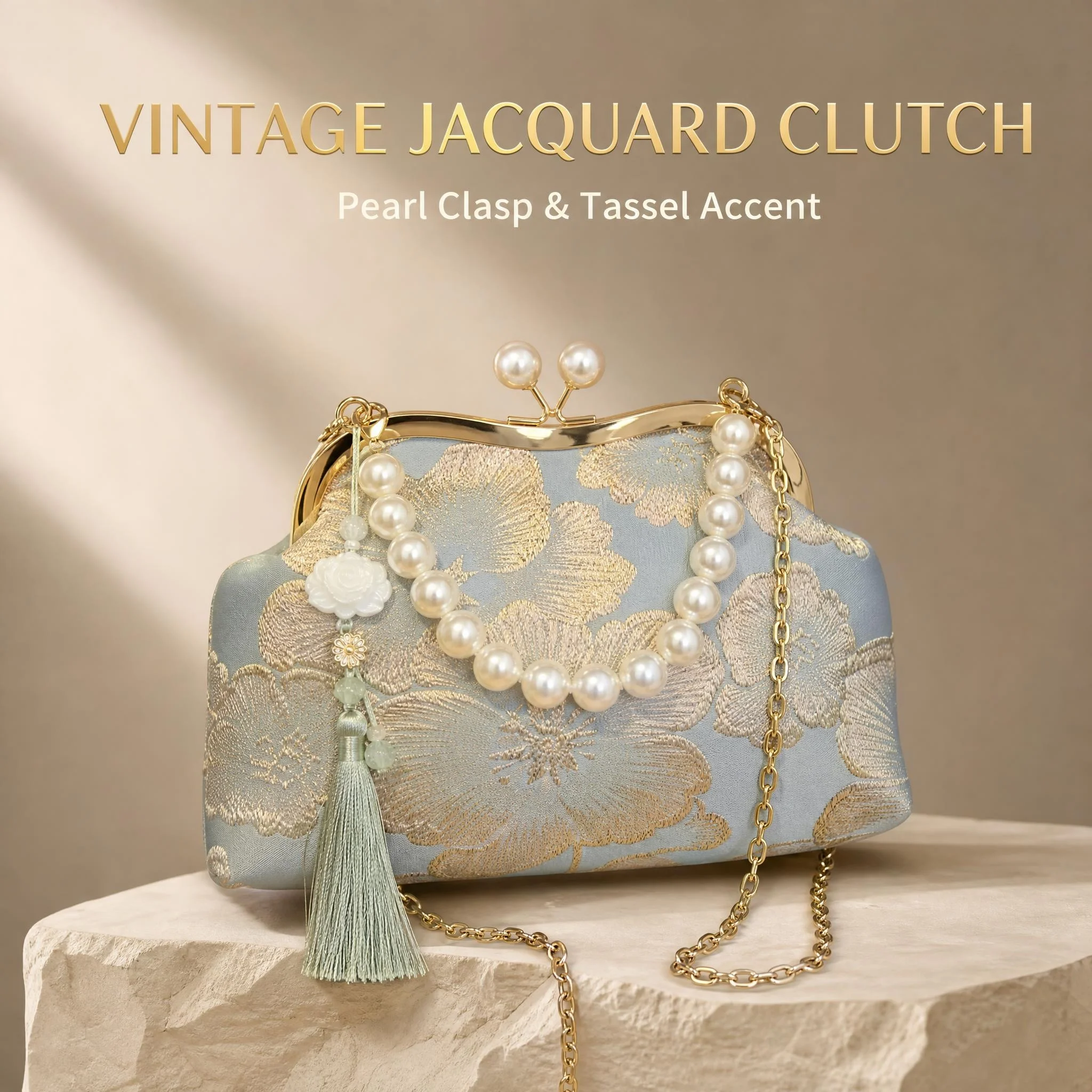 New Chinese Style National Embroidered Handbag For Women, Fashion Summer Faux Pearl Wallet Clutch Crossbody Bag, Wedding, Faux Pearl Bag, Party Bags, Wedding Items
