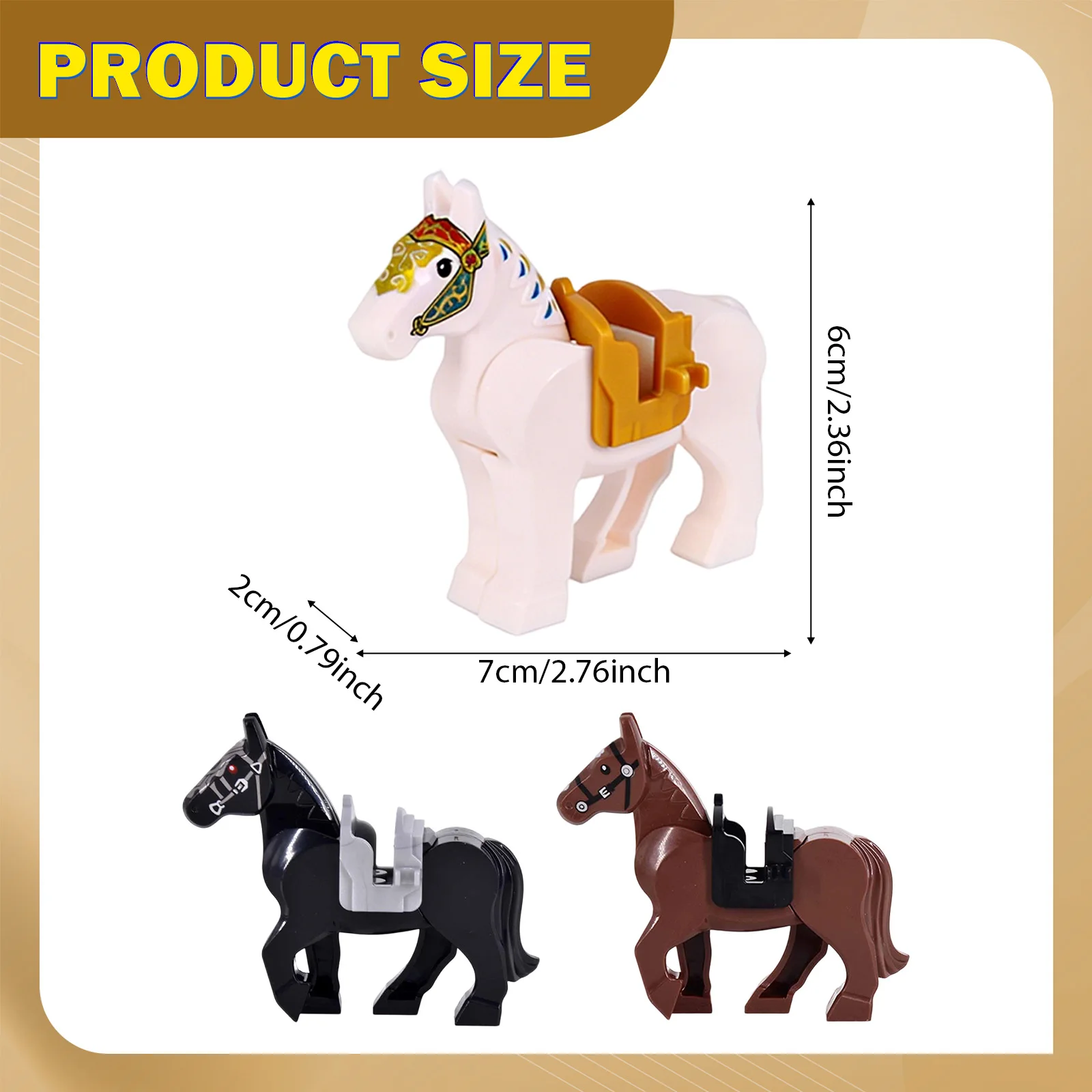 5 PCS Flexible Horses Building Brick Set with Saddle Ranch Farm Animals Playset Xmas Medieval Castle Knight Playset Gift