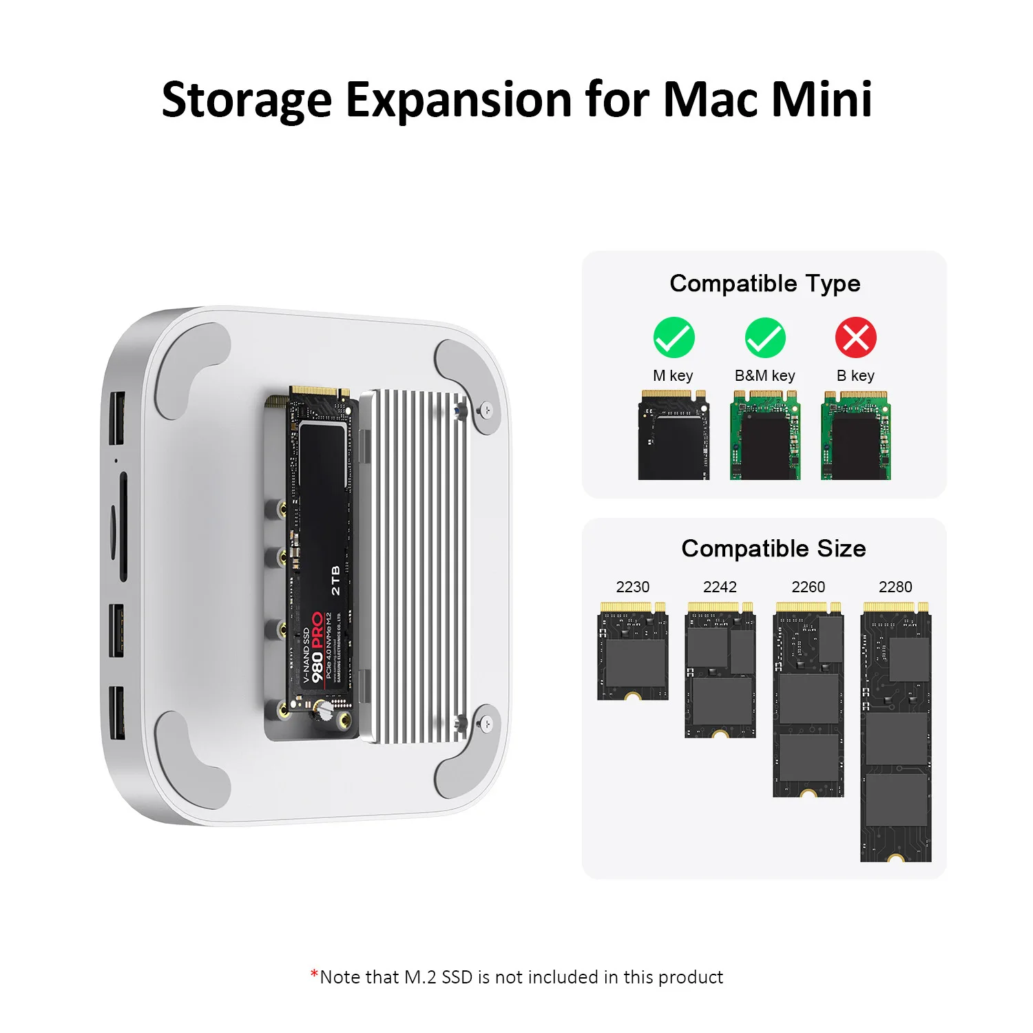 

Compatible with Macmini M4 expansion dock hard drive enclosure, expansion dock base for external hard drive expansion, Thunderbo