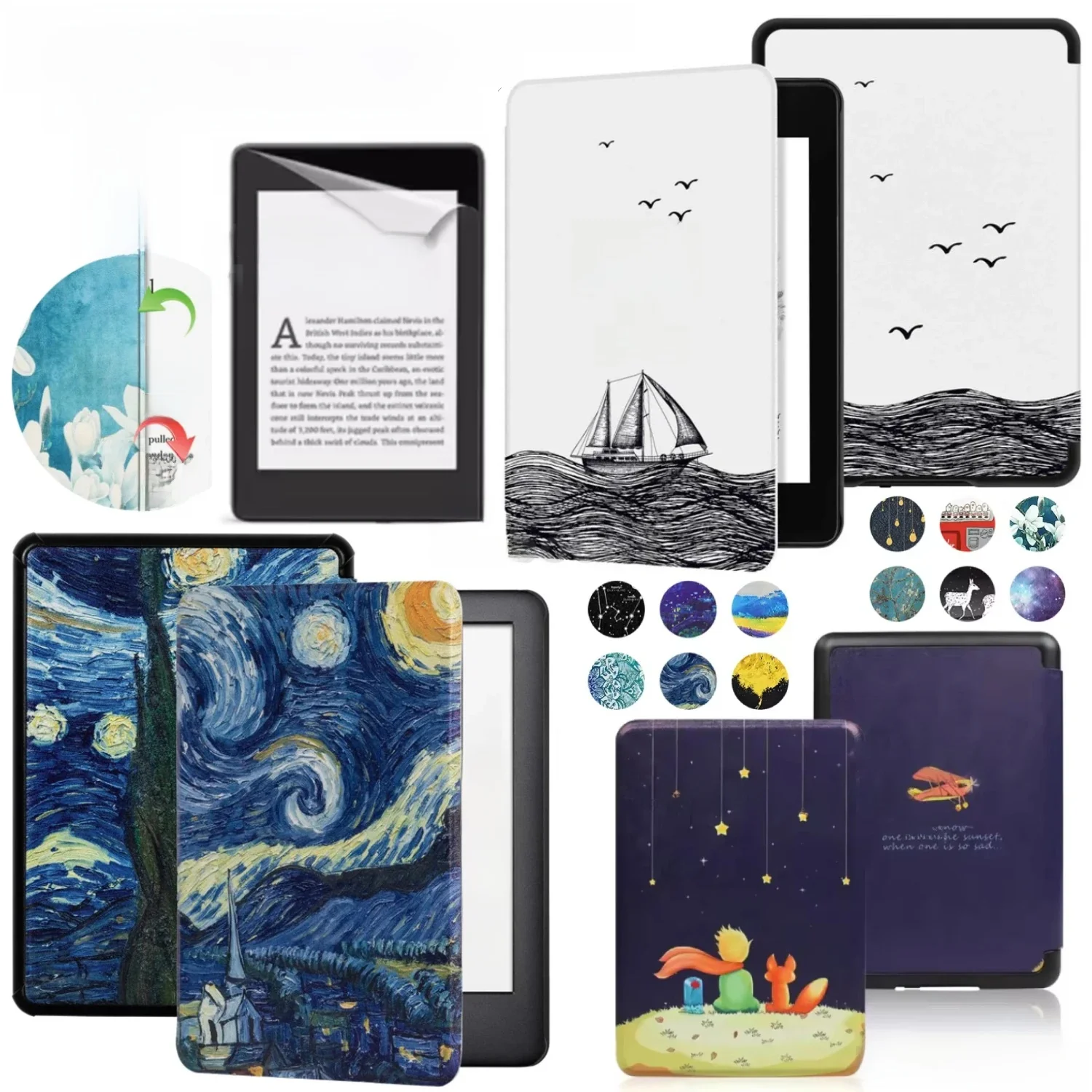 Etui na Kindle Paperwhite 10. generacji + Folia Ochronna na Ekran Paperwhite 4 PQ94WIF 2018 6'' Funkcja Wbudowanego Budzenia/Wybudzania E-Readera Pokrowiec Kindle Funda — zdjęcie produktu 7