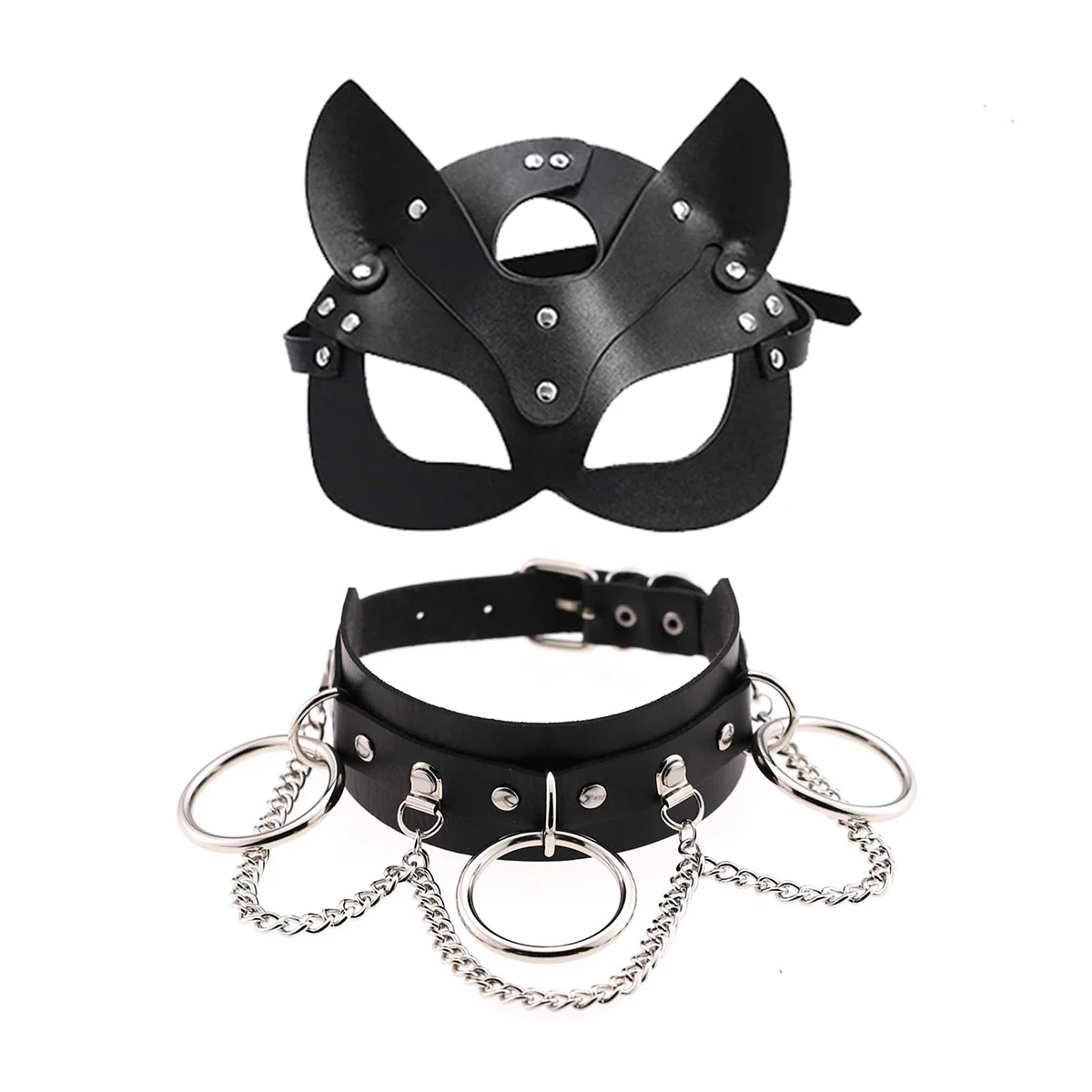 Set Masker Telinga Kucing Seksi Cewek Pedas Kulit Imitasi