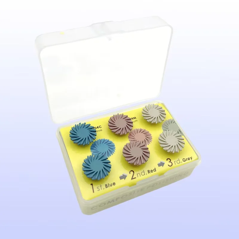 

Набор для полировки зубов: алмазные боры, полировальные круги RA, диски для полировки композитных материалов, спиральные гибкие щетки