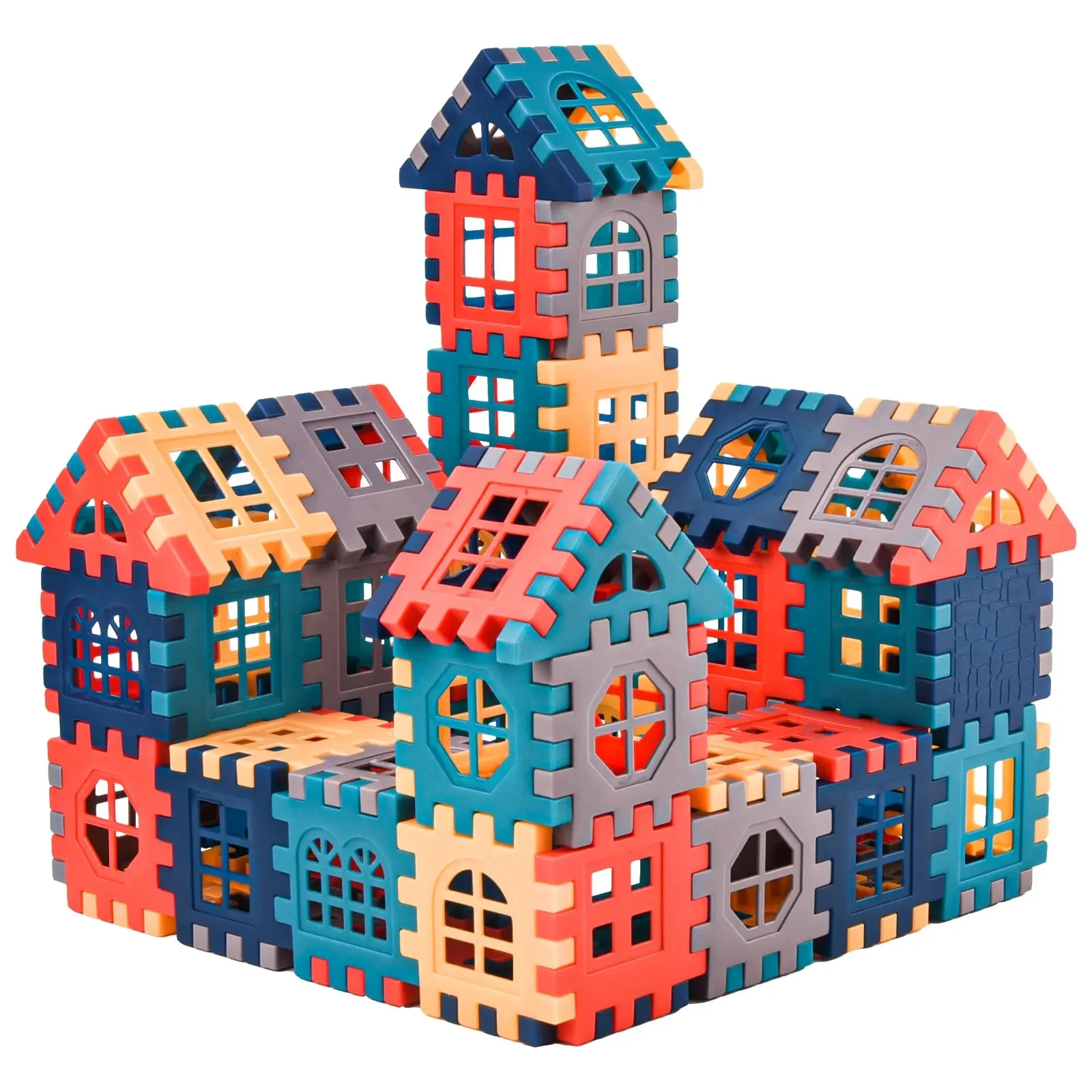 Blocs de construction de grande taille, blocs de puzzle pour enfants, modèles muraux et fenêtres, pièces de puzzle, cadeaux pour garçons et filles