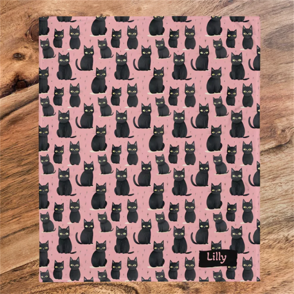 

Pink Blanket Personalized Black Cat Blanket for People Cat Pattern Blanket Throw Blanket Soft Blanket Toddler Blanket for Cat