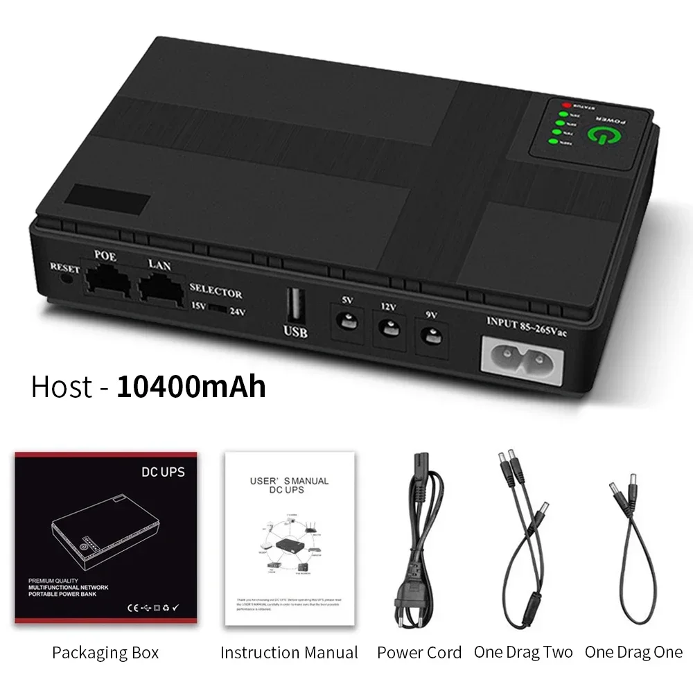 

DC1018P Router 5V9V12V Optical Cat Monitor Backup Uninterruptible 10400Mah Power Supply Charger Mini UPS Router 18W