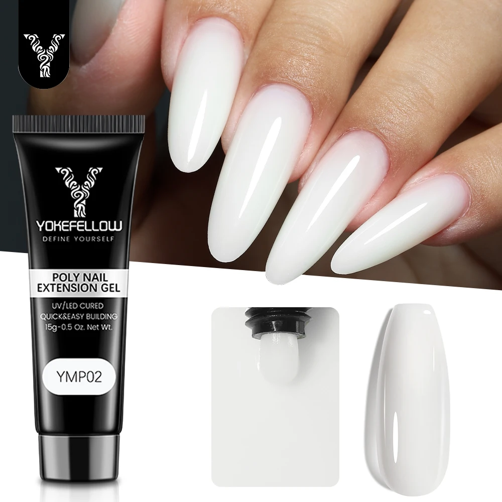 

YOKEFELLOW 15g Poly Nail Gel for Nail Extension Gel Jelly Nude White UV Acrylic Gel Crystal Gel Varnish Nail Art Builder Gel DIY