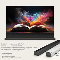 100-150 Inch ALR Projector Screen Motorized Floor Self-Rising 16:9 Projection Screen for 4K Ultra Short Throw Laser Projector