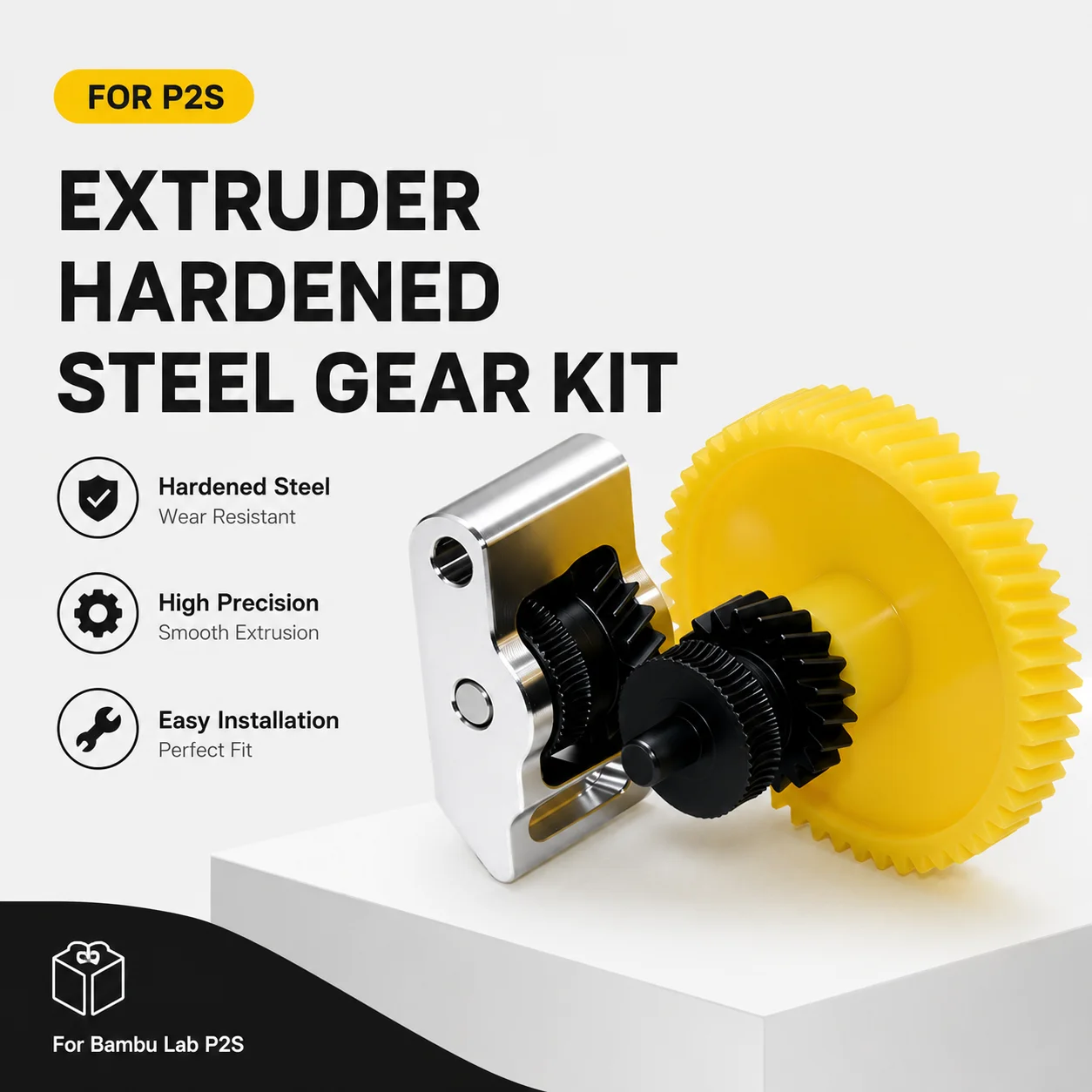 Upgraded For P2S Extruder Gear Kit Hardened Steel Gear Kit Integrated Bearing For Bamboo Lab P2S Accessories 3D Printer Parts