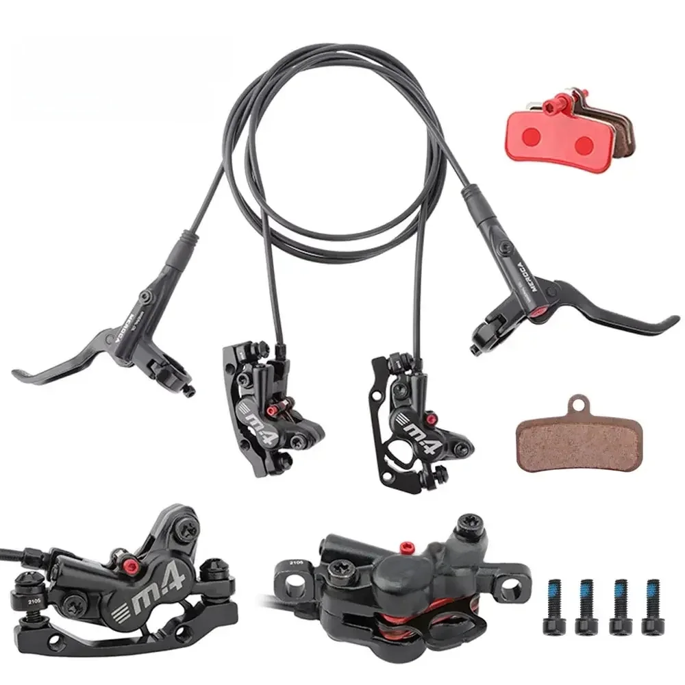 AliExpress MEROCA 4-Piston MTB Hydraulic Brake Set With Silicone Protective Cover Front And Rear Brake 800mm/1400mm Bike Disc Brake For MTB