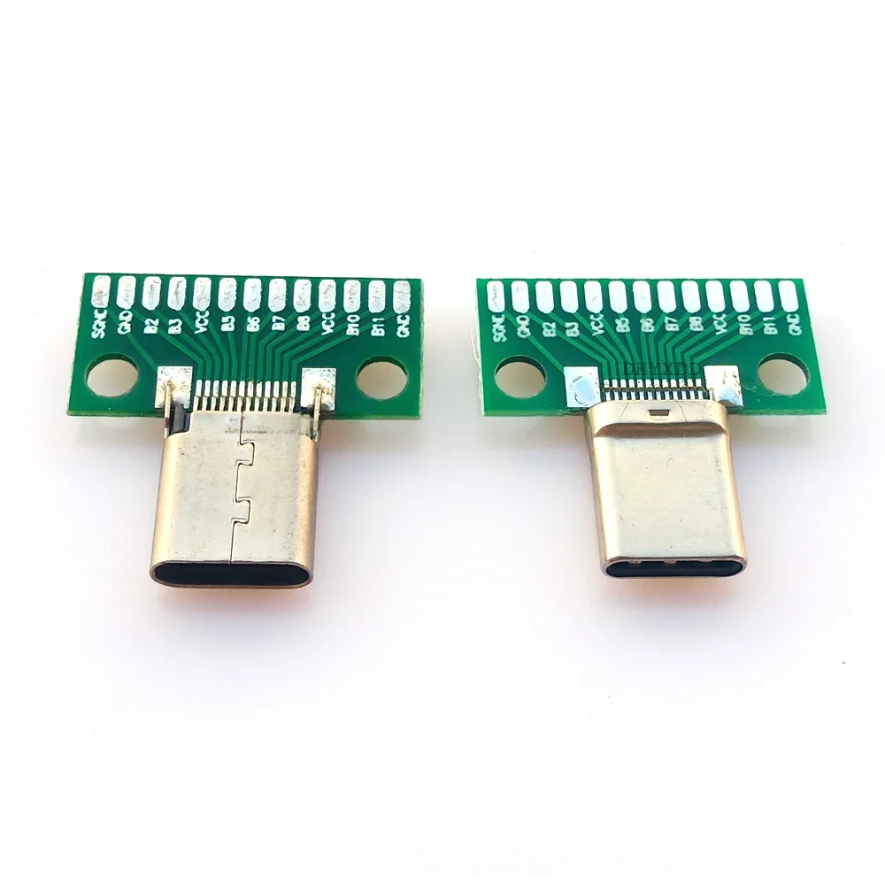 1szt Złącze USB 3.1 typu C 24+2P żeńskie męskie gniazdo wtykowe Adapter do drutu lutowniczego i kabla USB-C 24P+2P PCB Test Board — zdjęcie 2