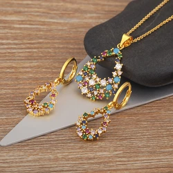 Nidin Water Drop Shape Hollow Design Necklace Earrings Zircon Pendants  Charms Jewelry New Trendy Choker Aesthetic Collares