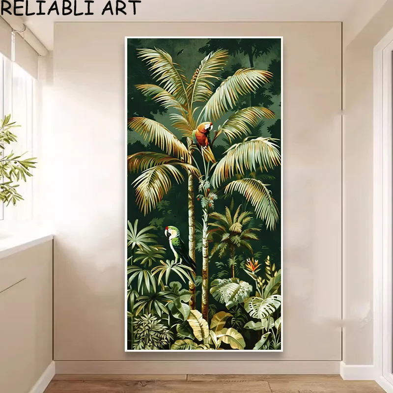 Green Leaves Parrort Animal Poster and Prints Nordic Style Canvas Painting Wall Art Pictures For Living Room Home Decor No Frame
