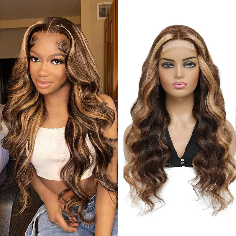 4/27 Highlight Wig Human Hair Colored 13x6 HD Lace Front Human Hair Wigs 28 30 inch Ombre Body Wave 13x4 Lace Frontal Wig Women