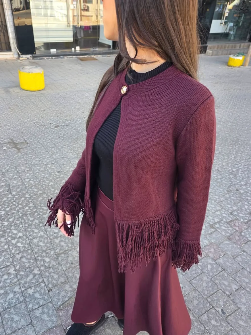 

Women Fashion Sweater Coats Solid O-Neck Long Sleeves Tassel Decoration Button Female Autumn Casual Loose Cardigans