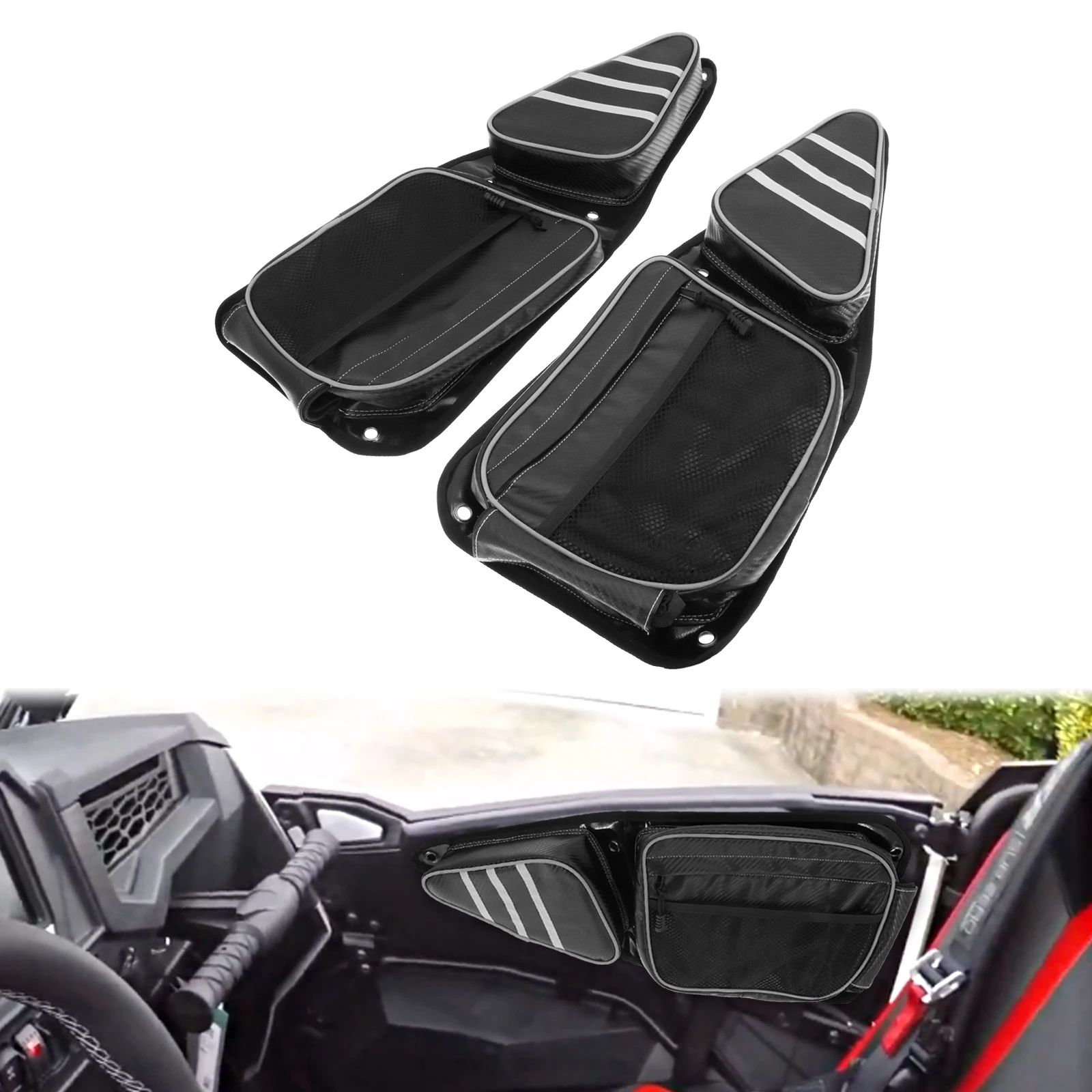 

UTV Extra Storage Front Side Storage Door Bags w/Knee Pad For Polaris RZR 1000 900 Turbo S 2014-2023