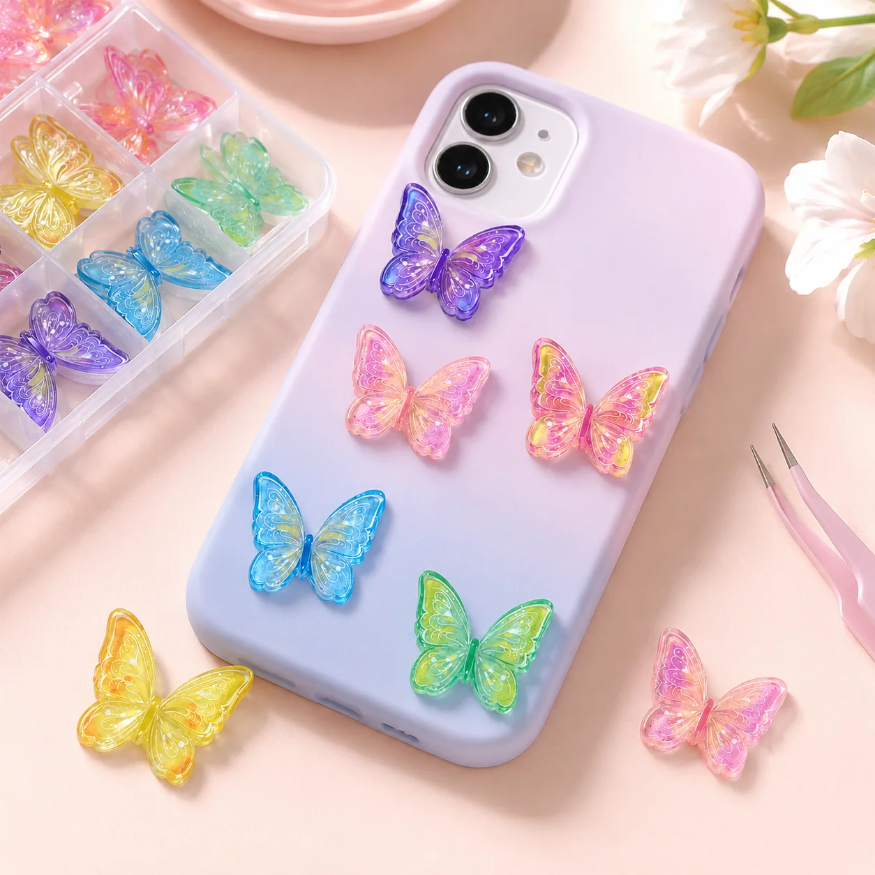 Wholesale Translucent Resin Winged Insect Cabochons Multicolor Craft Embellishments for DIY Decorations and Gift Projects