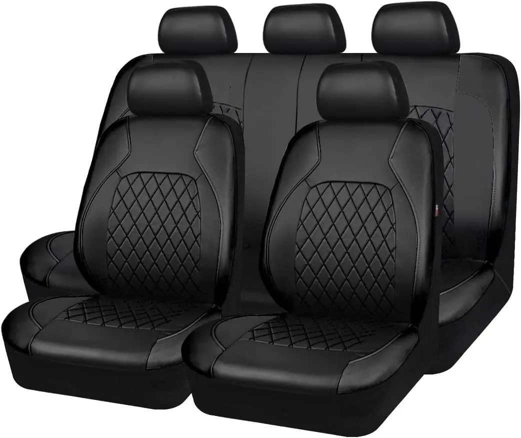 9-teiliges Autositzbezüge-Set, PU-Leder-Sitzschutzbezüge, komplettes Set in Universalgröße für vorne und hinten, inklusive Kopfstützenbezüge für die meisten Autos, LKWs und Vans.