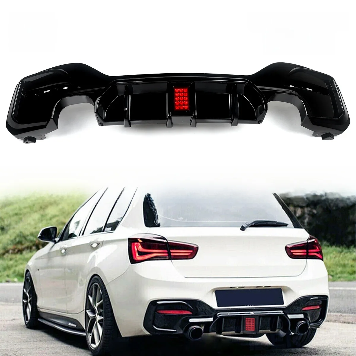 Dla BMW F20 M Sport M-Tech dyfuzor tylnego zderzaka Spoiler 2015-2019 części samochodu Exteropr Body Kit M135i M140i Glossly Black — zdjęcie 2