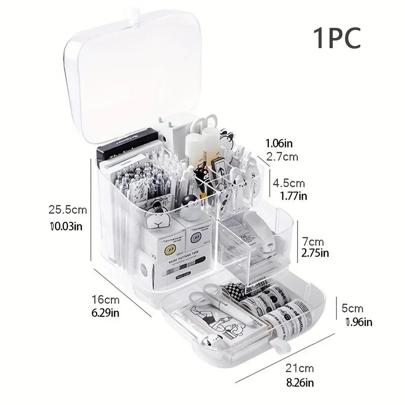 Transparent Study Stationery Organizer Paper Desk Organizer Sorting Container Drawer Stackable Students Storage Box