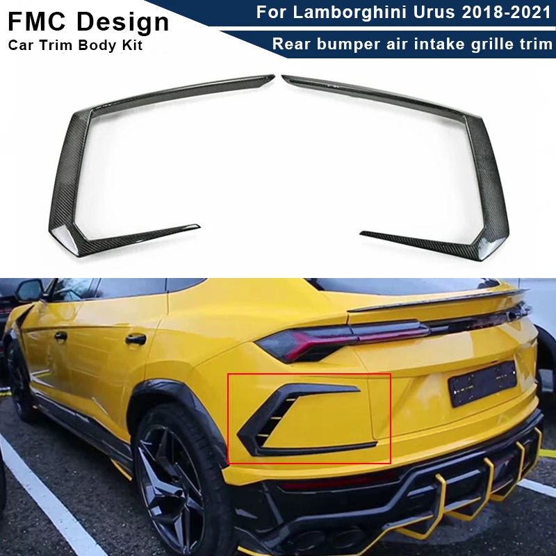 Carbon Fiber Rear Bumper Trim for Lamborghini Urus 2018-2021 FRP Rear Bumper Spoiler Flank Cover Trim Body Kit