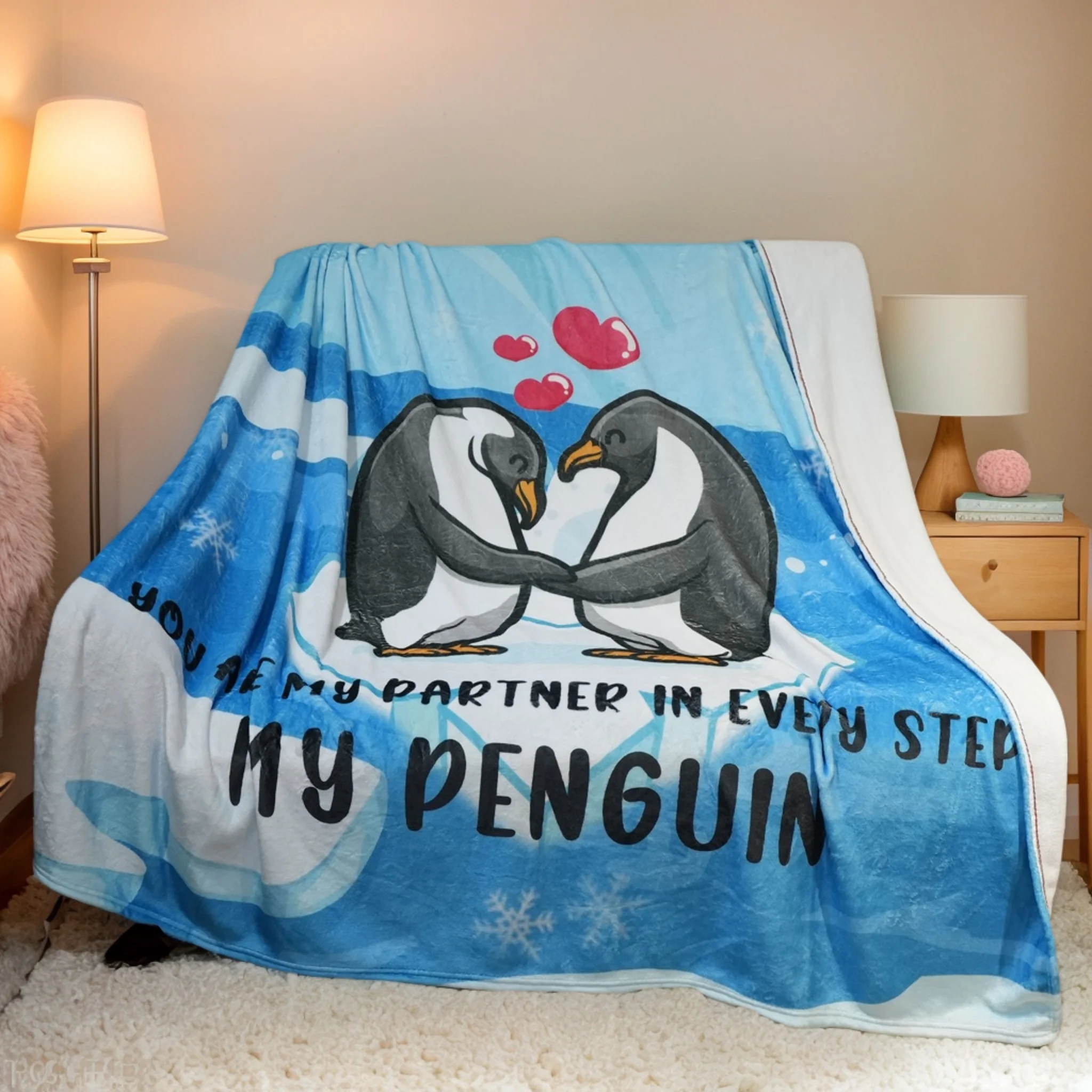 

Одеяло Cute Penguin Love — супермягкое плюшевое покрывало для кровати, дивана или Cuddle Time, идеальный подарок для пар или новорожденных