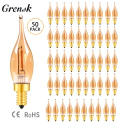 Dimmable C22 LED Filament Bulb E14 0.5W Amber Decorative Night Light Candle Light Ampoule Candelabra Chandelier Replacement Bulb