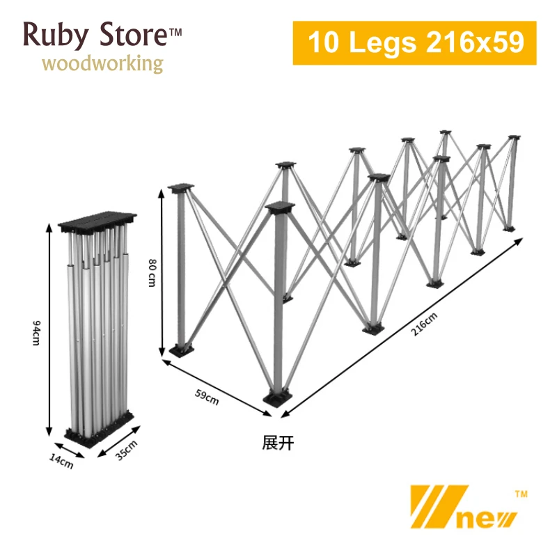 

W-new Folding Workstand 10 Legs, 216x59cm