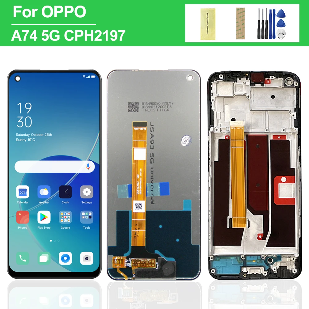 6.5\'\' For OPPO A74 5G LCD Display Touch Screen Digitizer Assembly Replacement For OPPO A74 5G CPH2197 CPH2263 Screen