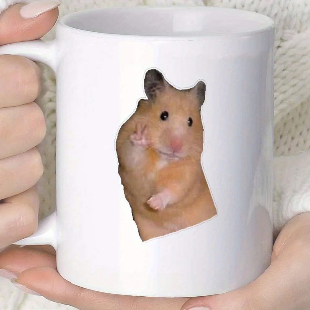A Fun Hamster-Face Coffee Mug, Suitable for Holding Coffee or Juice, with a Capacity of 11 Ounces or 360 Milliliters, Perfect as a Gift