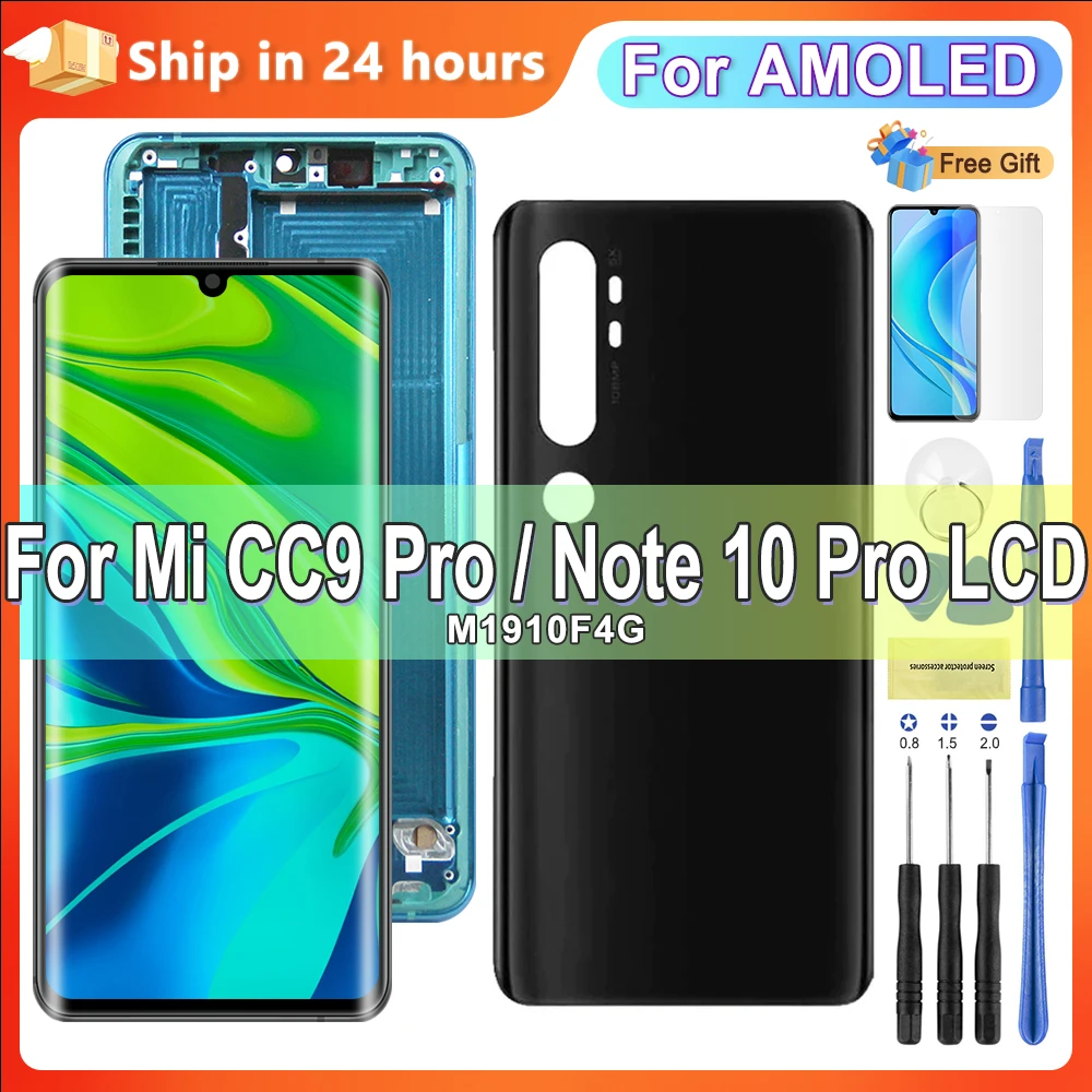 

6.47" CC9 Pro Display with Frame, for Xiaomi Mi Note 10 Pro M1910F4G Lcd Display Touch Screen Digitizer for Mi Note 10 Screen