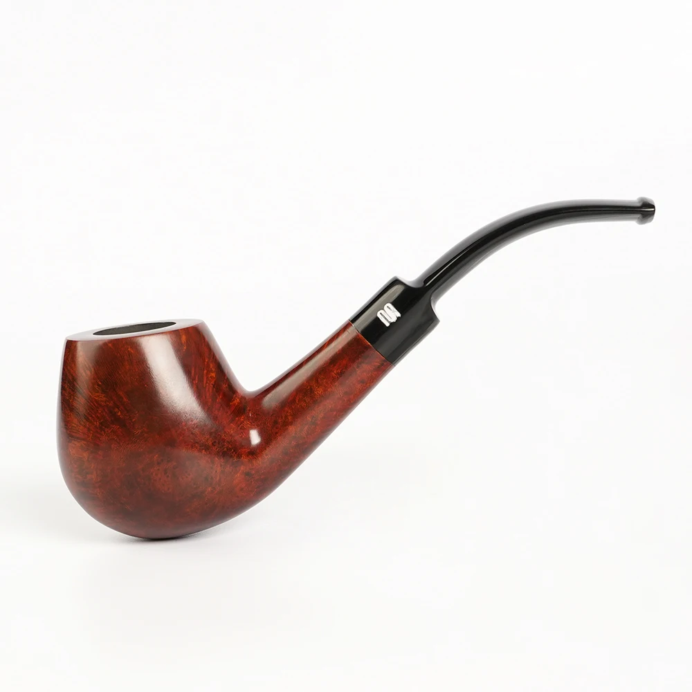 JIBILL small briar tobacco pipe, egg pipe, curved handle saddle-shaped acrylic pipe mouthpiece, solid wood pipe, Father Day gift