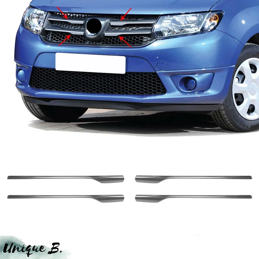 Dacia Sandero Chrome Front Grille 4 Pcs Stainless Steel 2012-2016 Model Years Design Exterior Car Accessories Parts Styling