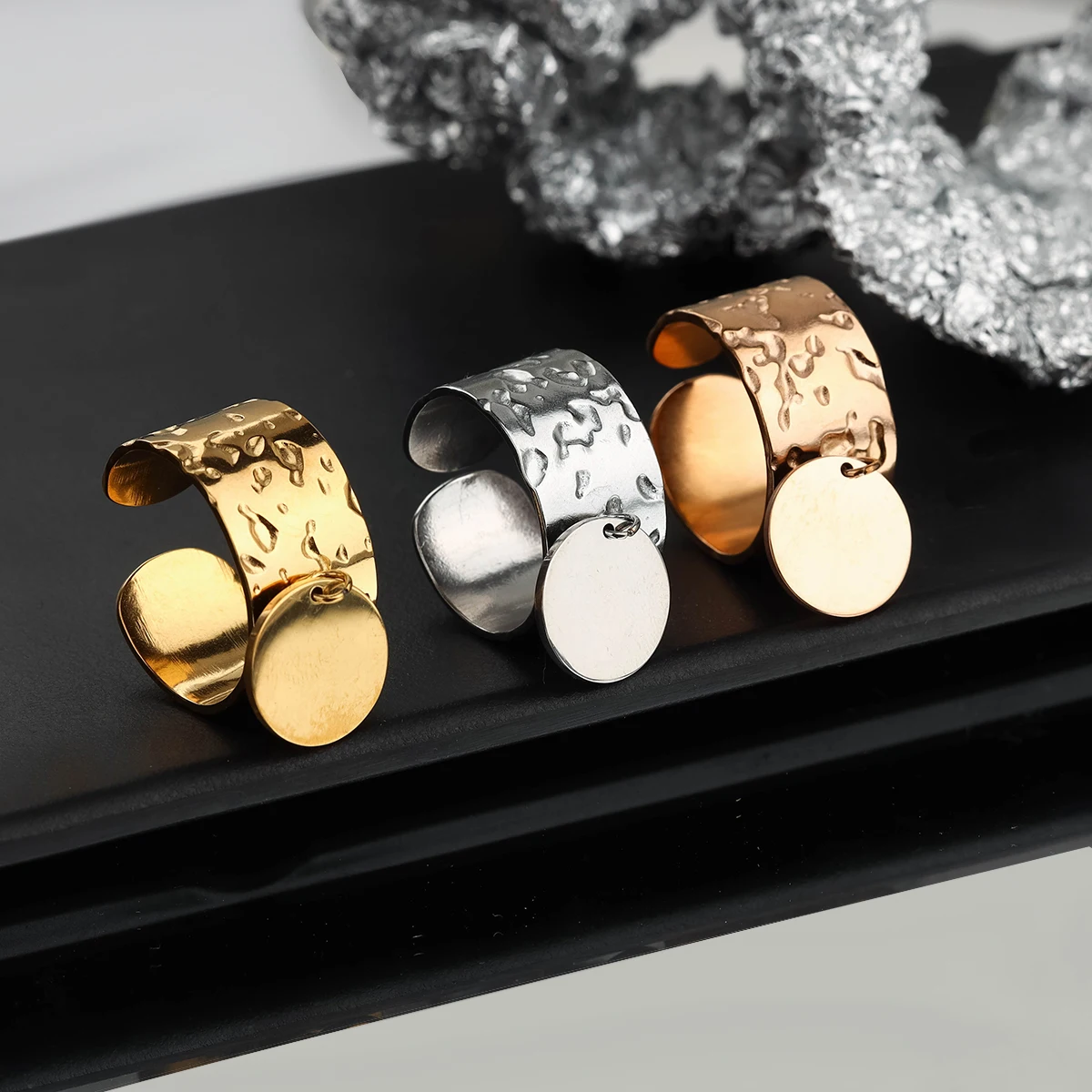 1pc new stainless steel personality fashion open adjustable ring niche design high-end ring versatile
