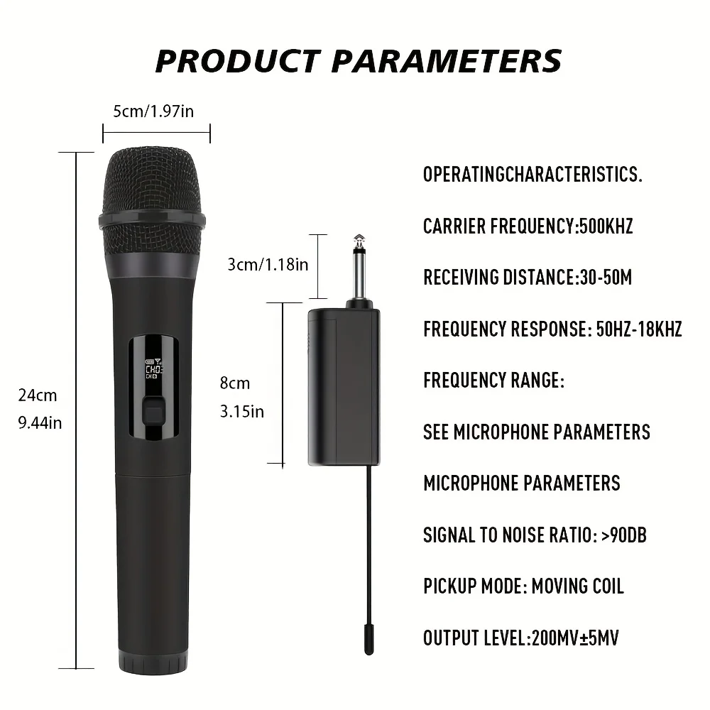 LMBGM-W2 Wireless Universal Dynamic Microphone Plug and Play 2 Channel Handheld Mic for Party Karaoke Conference Performance